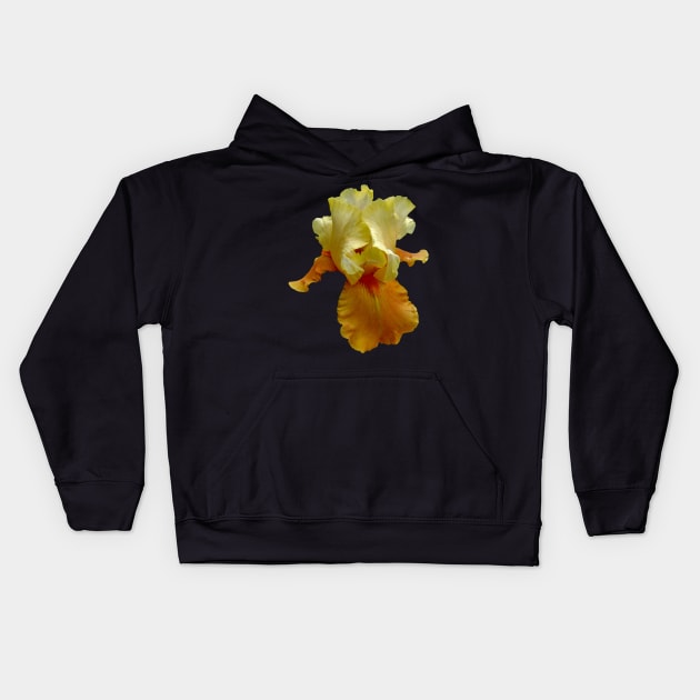 An Orange And Yellow Bearded Iris Kids Hoodie by Mandala Magic